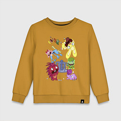Свитшот хлопковый детский Happy three friends - carousel, цвет: горчичный