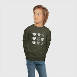Свитшот хлопковый детский Hearts love hand draw, цвет: хаки — фото 2