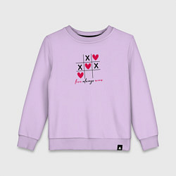 Свитшот хлопковый детский Любовь всегда побеждает - крестики-нолики, но с се, цвет: лаванда