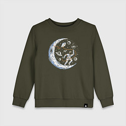 Свитшот хлопковый детский Космический воздушный змей, цвет: хаки