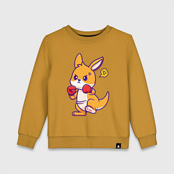 Свитшот хлопковый детский Кенгуру боксирует, цвет: горчичный