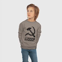 Свитшот хлопковый детский Серп и молот черный, цвет: утренний латте — фото 2