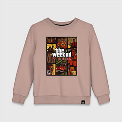 Свитшот хлопковый детский The weeknd постер гта, цвет: пыльно-розовый