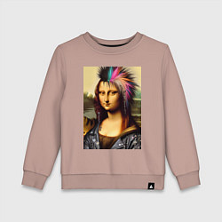 Свитшот хлопковый детский Mona Lisa - punks not dead, цвет: пыльно-розовый