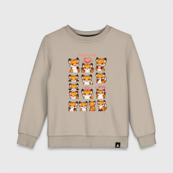 Свитшот хлопковый детский Лисичка и сердечки, цвет: миндальный