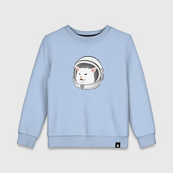 Свитшот хлопковый детский Кот-мем в скафандре, цвет: мягкое небо