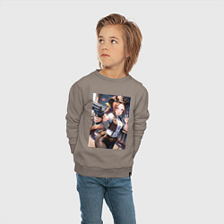 Свитшот хлопковый детский Девушка-шериф на диком западе, цвет: утренний латте — фото 2