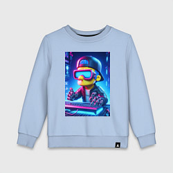 Свитшот хлопковый детский Барт Симпсон - киберпанк, цвет: мягкое небо