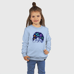 Свитшот хлопковый детский Космос над горами, цвет: мягкое небо — фото 2