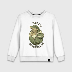 Свитшот хлопковый детский Crocodile bodybuilder, цвет: белый