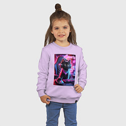 Свитшот хлопковый детский Чёрный котёнок - киберспорт, цвет: лаванда — фото 2