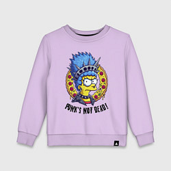 Свитшот хлопковый детский Мардж Симпсон на фоне пиццы - панк жив, цвет: лаванда