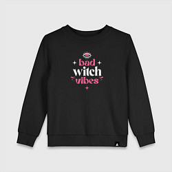 Свитшот хлопковый детский Bad witch vibes magic, цвет: черный
