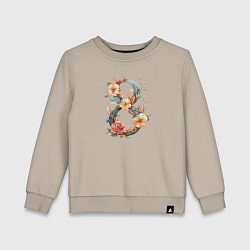 Свитшот хлопковый детский 8 в цветах, цвет: миндальный