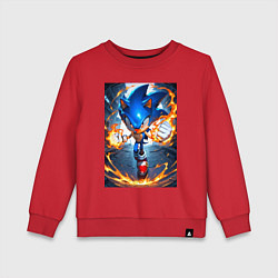 Свитшот хлопковый детский Соник огненные кулаки, цвет: красный