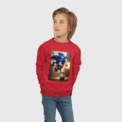 Свитшот хлопковый детский Бегущий Соник, цвет: красный — фото 2