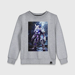 Свитшот хлопковый детский Киборг лиса с неоновой подсветкой, цвет: меланж