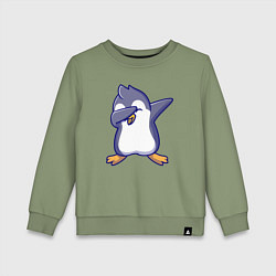 Свитшот хлопковый детский Dab penguin, цвет: авокадо