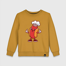 Свитшот хлопковый детский Хот-дог повар, цвет: горчичный