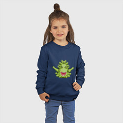 Свитшот хлопковый детский Cartoon monster with spikes green, цвет: тёмно-синий — фото 2