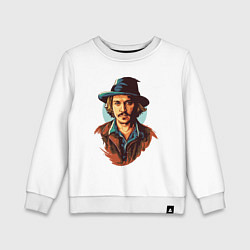 Свитшот хлопковый детский Джонни Депп, цвет: белый