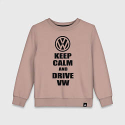 Свитшот хлопковый детский Keep Calm & Drive VW, цвет: пыльно-розовый