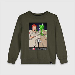 Свитшот хлопковый детский Ghostbusters - Ray and his clone ghost, цвет: хаки