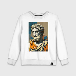 Свитшот хлопковый детский Античная статуя в теплых тонах, цвет: белый