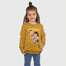 Свитшот хлопковый детский Покахонтас с енотом, цвет: горчичный — фото 2