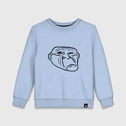 Свитшот хлопковый детский Тролл фейс недовольный мем, цвет: мягкое небо