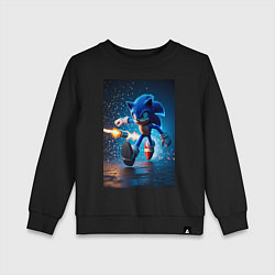 Свитшот хлопковый детский Соник убегает от ракет, цвет: черный
