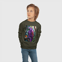 Свитшот хлопковый детский Попугай из драгоценных камней, цвет: хаки — фото 2