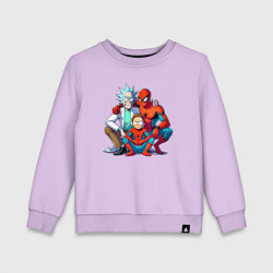 Свитшот хлопковый детский Spider-Man is Rick and Mortys friend, цвет: лаванда