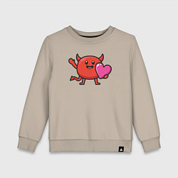 Свитшот хлопковый детский Дьяволёнок с сердцем, цвет: миндальный