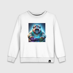 Свитшот хлопковый детский Hippo - esports player, цвет: белый