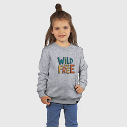 Свитшот хлопковый детский Надпись Wild and free, цвет: меланж — фото 2