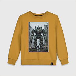 Свитшот хлопковый детский Конвой роботов в городе, цвет: горчичный