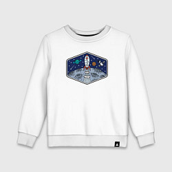 Свитшот хлопковый детский Полёт к луне, цвет: белый