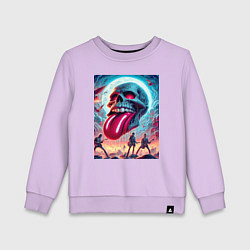 Свитшот хлопковый детский Rolling Stones - skull transformation, цвет: лаванда