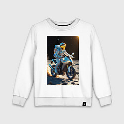 Детский свитшот Космонавт ездит на мотоцикле по Луне