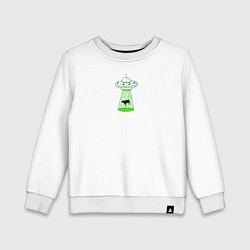 Свитшот хлопковый детский To the Moon - корова и НЛО, цвет: белый