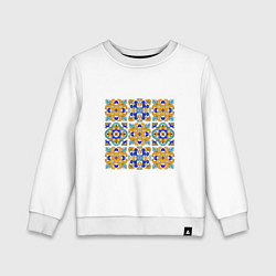 Свитшот хлопковый детский Узор из цветной плитки, цвет: белый