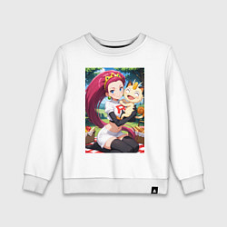 Свитшот хлопковый детский Джесси и Мяут на пикнике, цвет: белый