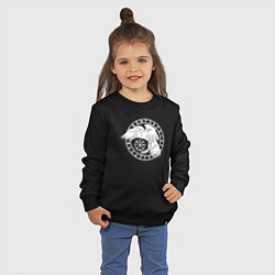 Свитшот хлопковый детский Северный ворон в круге рун, цвет: черный — фото 2