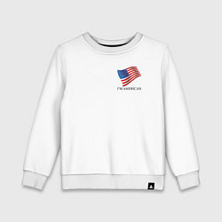 Свитшот хлопковый детский Я Американец - патриотизм, цвет: белый
