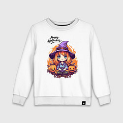 Свитшот хлопковый детский Счастливого Хэллоуина 2025, цвет: белый