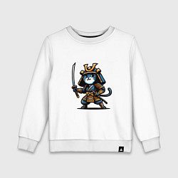 Свитшот хлопковый детский Самурай кот с мечём, цвет: белый