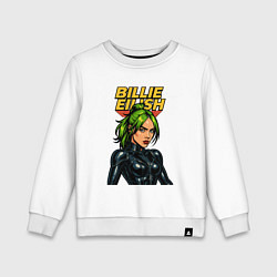 Свитшот хлопковый детский Билли Айлиш в стиле комикса, цвет: белый