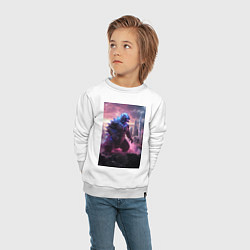 Свитшот хлопковый детский Годзилла посреди мегаполиса, цвет: белый — фото 2