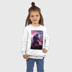 Свитшот хлопковый детский Годзилла посреди мегаполиса, цвет: белый — фото 2